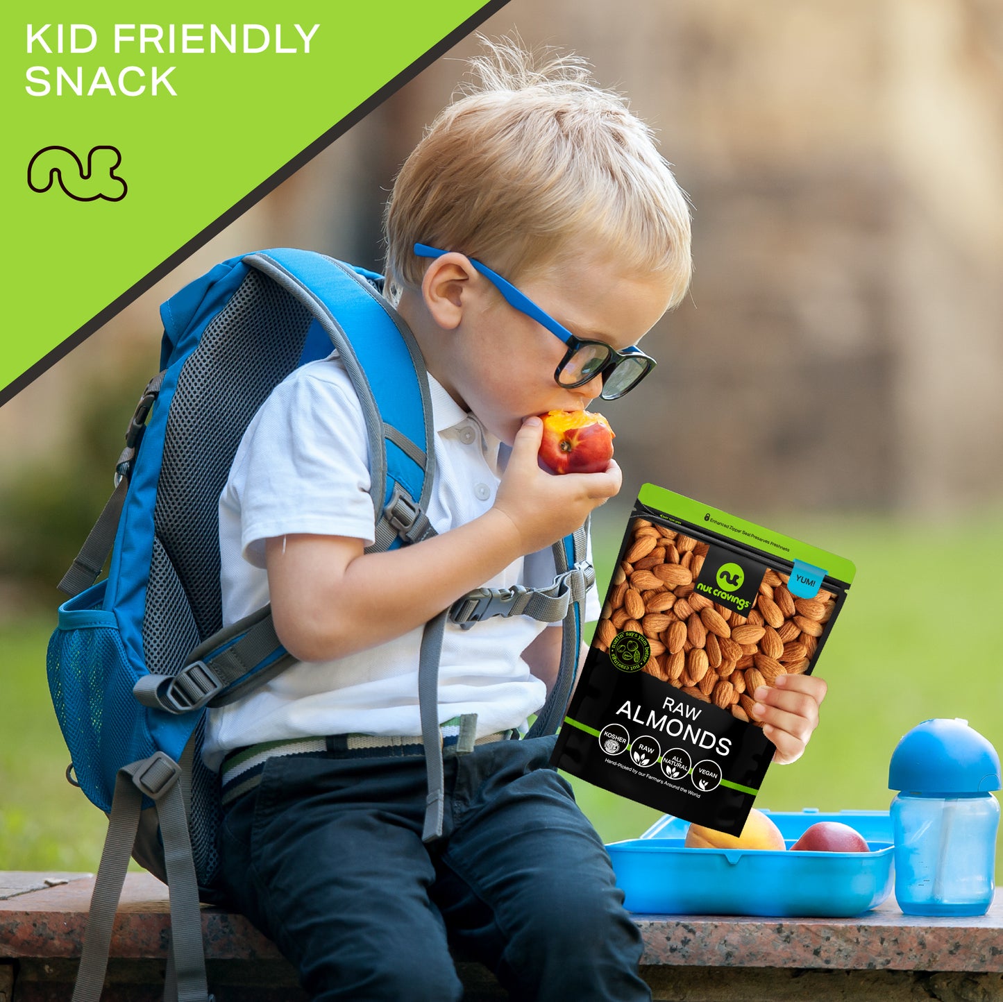 NUT CRAVINGS - Raw Whole Almonds Unsalted Shelled Packed Fresh in Resealable Bag - Kosher Healthy Snack Food Assortments Ideal for Trail Mixed Nuts