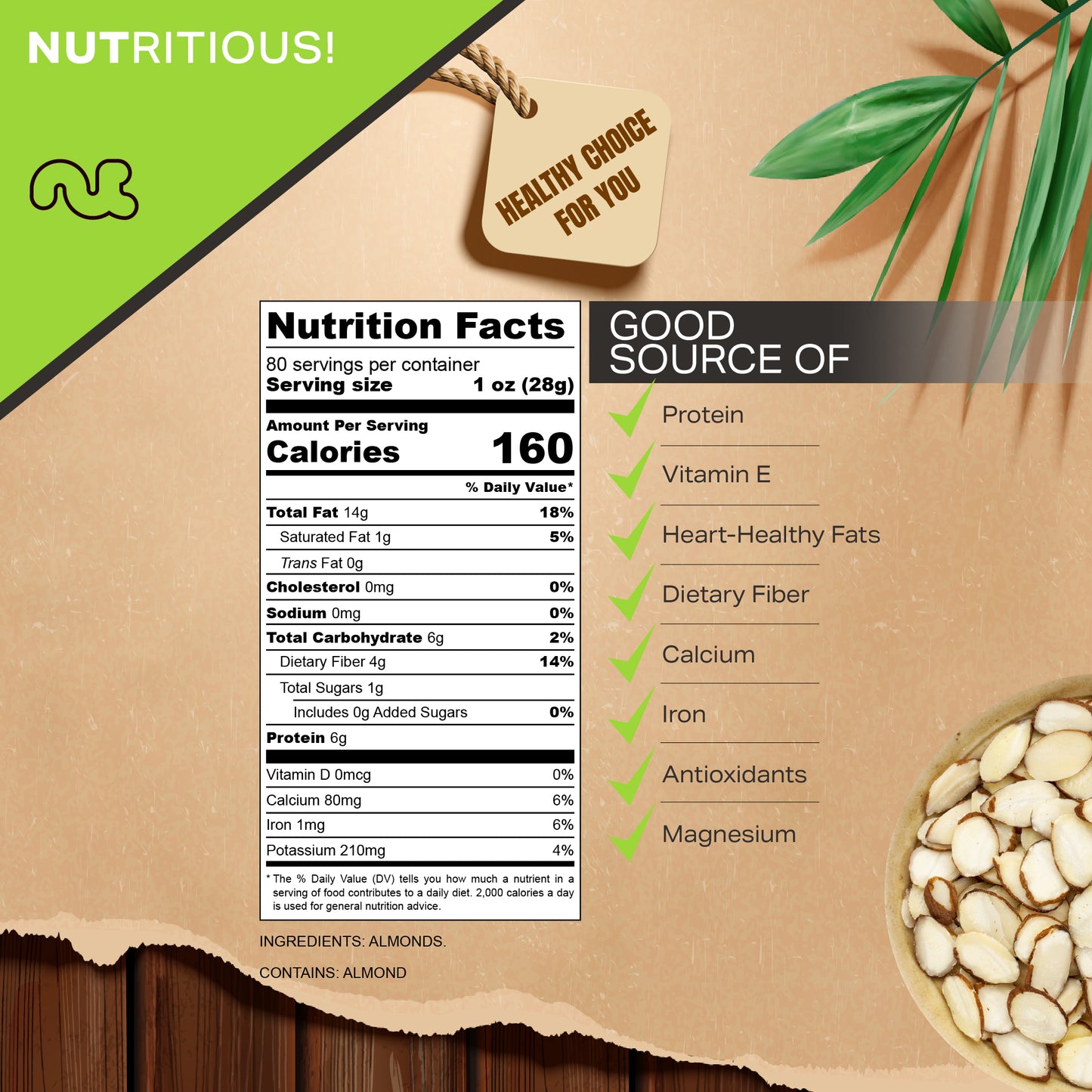 Natural Sliced Almonds - Raw Packed Fresh in Resealable Bag - Nut Snack - Food Assortments Ideal for Trail… — view 3