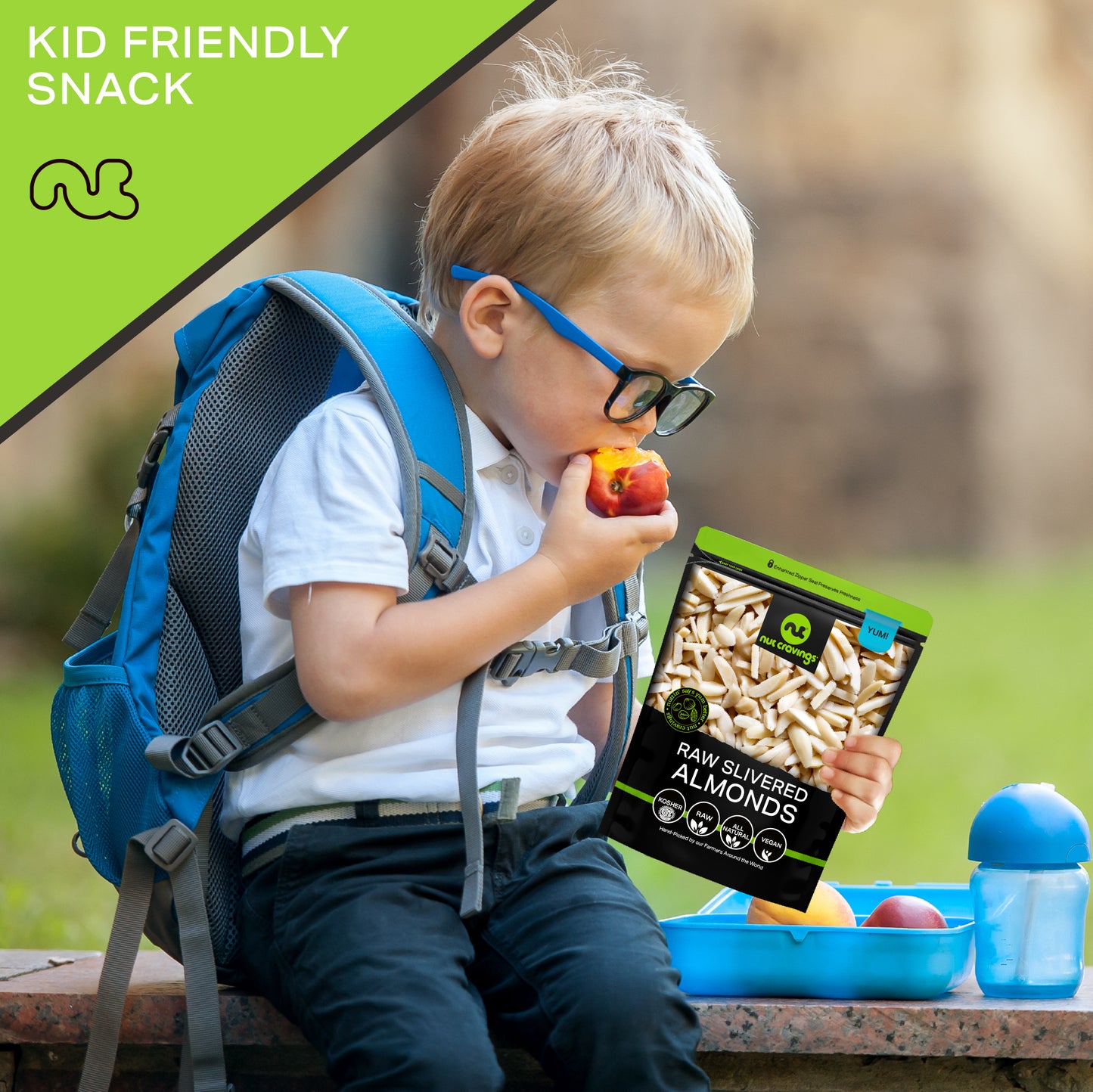 NUT CRAVINGS - Raw Slivered Almonds, Unsalted, (16oz - 1 LB) Packed Fresh in Resealable Bag - Nut Snack - Food Assortments Ideal for Trail Mixed Nuts