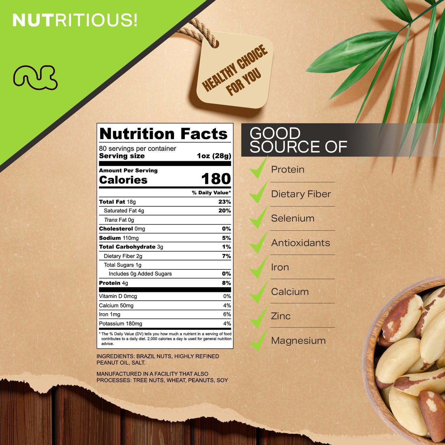 NUT CRAVINGS - Brazil Nuts Roasted & Salted - No Shell Whole Packed Fresh in Resealable Bag - Healthy Protein Food Snack Food Assortments