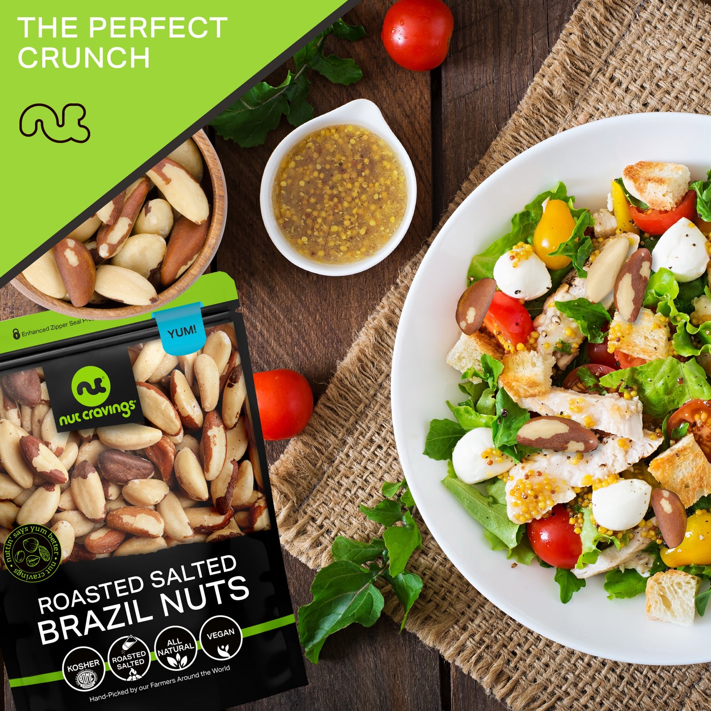 NUT CRAVINGS - Brazil Nuts Roasted & Salted - No Shell Whole Packed Fresh in Resealable Bag - Healthy Protein Food Snack Food Assortments