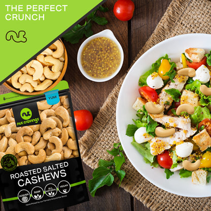 NUT CRAVINGS - Roasted Cashews Slightly Salted - Jumbo Whole Packed Fresh in Resealable Bag - Nut Snack - Food Assortments