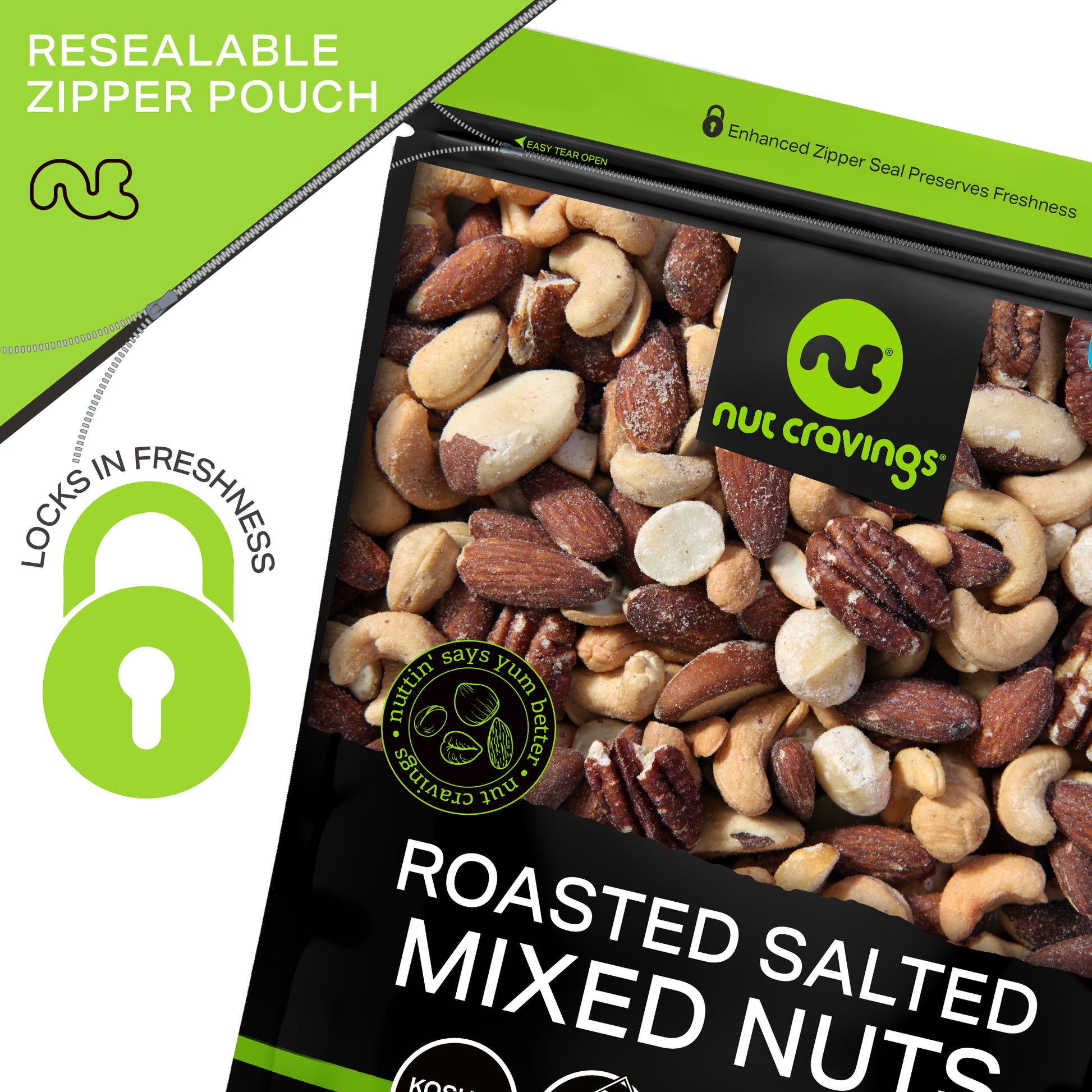 Roasted & Salted Mixed Nuts - Brazils Brazil Pecan Almond Hazelnut Cashew Packed Fresh in Resealable Bag -… — view 5