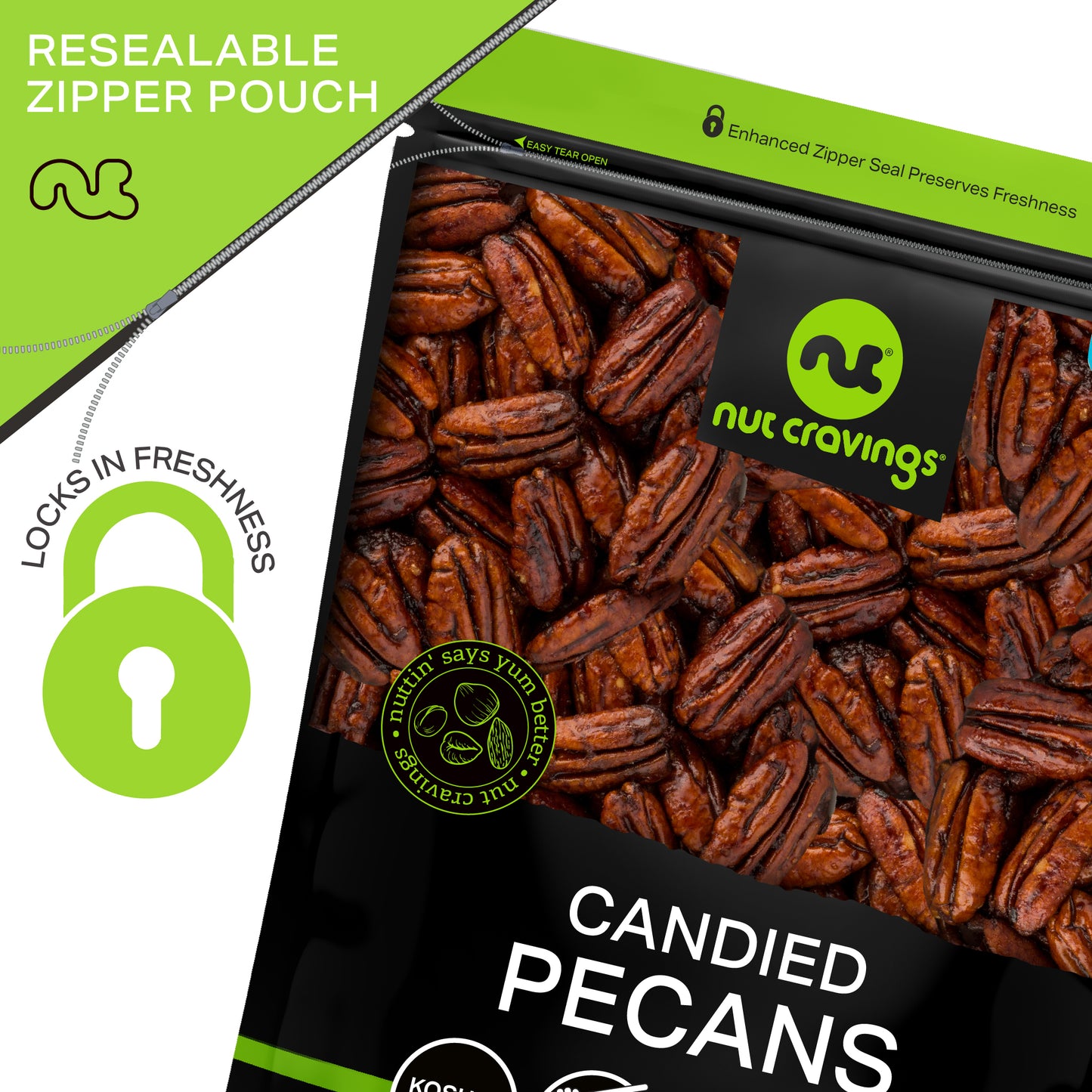 Candied Pecans Honey Glazed Praline, No Shell (16oz - 1 LB) Packed Fresh in Resealable Bag - Healthy Protein… — view 6