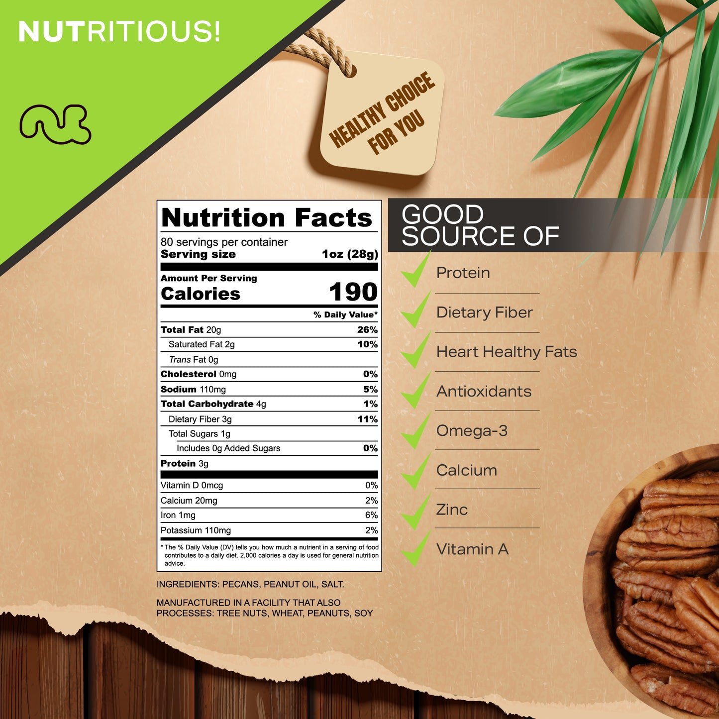 Pecans Halves Roasted & Salted No Shell Packed Fresh in Resealable Bag - Healthy Protein Food Snack Food… — view 3