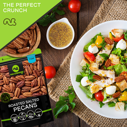 Pecans Halves Roasted & Salted No Shell Packed Fresh in Resealable Bag - Healthy Protein Food Snack Food… — view 7