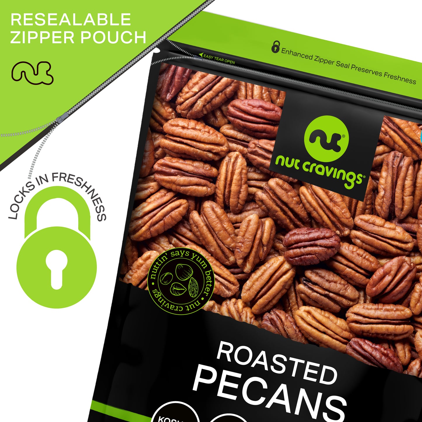 Pecans Halves, Roasted & Unsalted, No Shell (16oz - 1 LB) Packed Fresh in Resealable Bag - Healthy Protein… — view 6