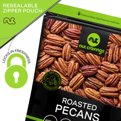 Pecans Halves, Roasted & Unsalted, No Shell (16oz - 1 LB) Packed Fresh in Resealable Bag - Healthy Protein… — view 6