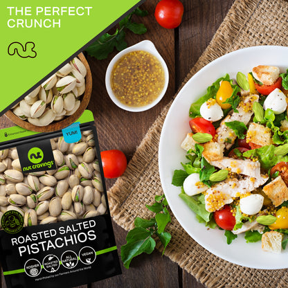 NUT CRAVINGS - Freshly Roasted & Salted California Pistachios Packed Fresh in Resealable Bag - Nut Snack - Food Assortments