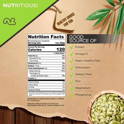 Roasted & Salted Pumpkin Seeds Pepitas No Shell Packed Fresh in Resealable Bag - Nut Snack - Food Assortments — view 4