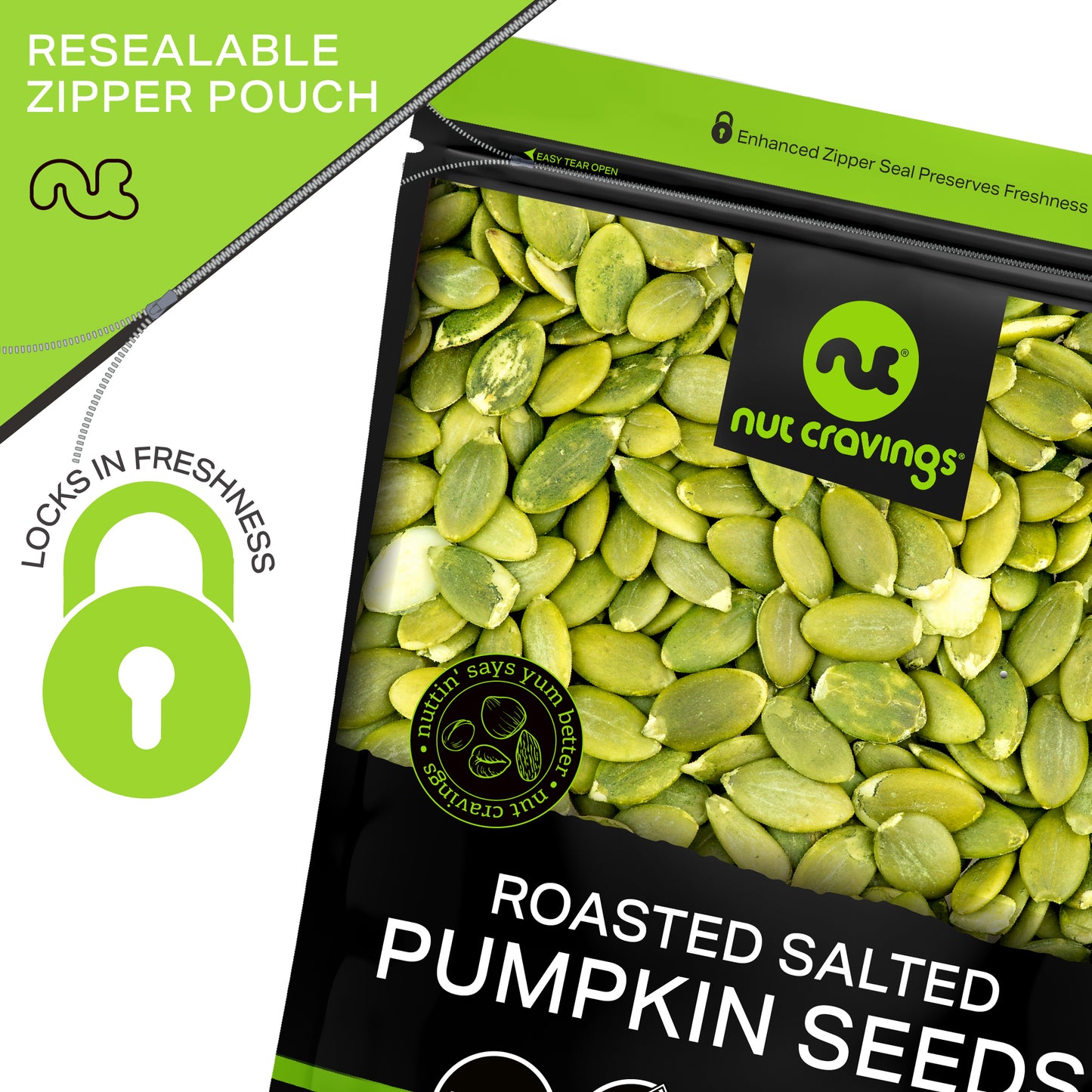 Roasted & Salted Pumpkin Seeds Pepitas No Shell Packed Fresh in Resealable Bag - Nut Snack - Food Assortments — view 6