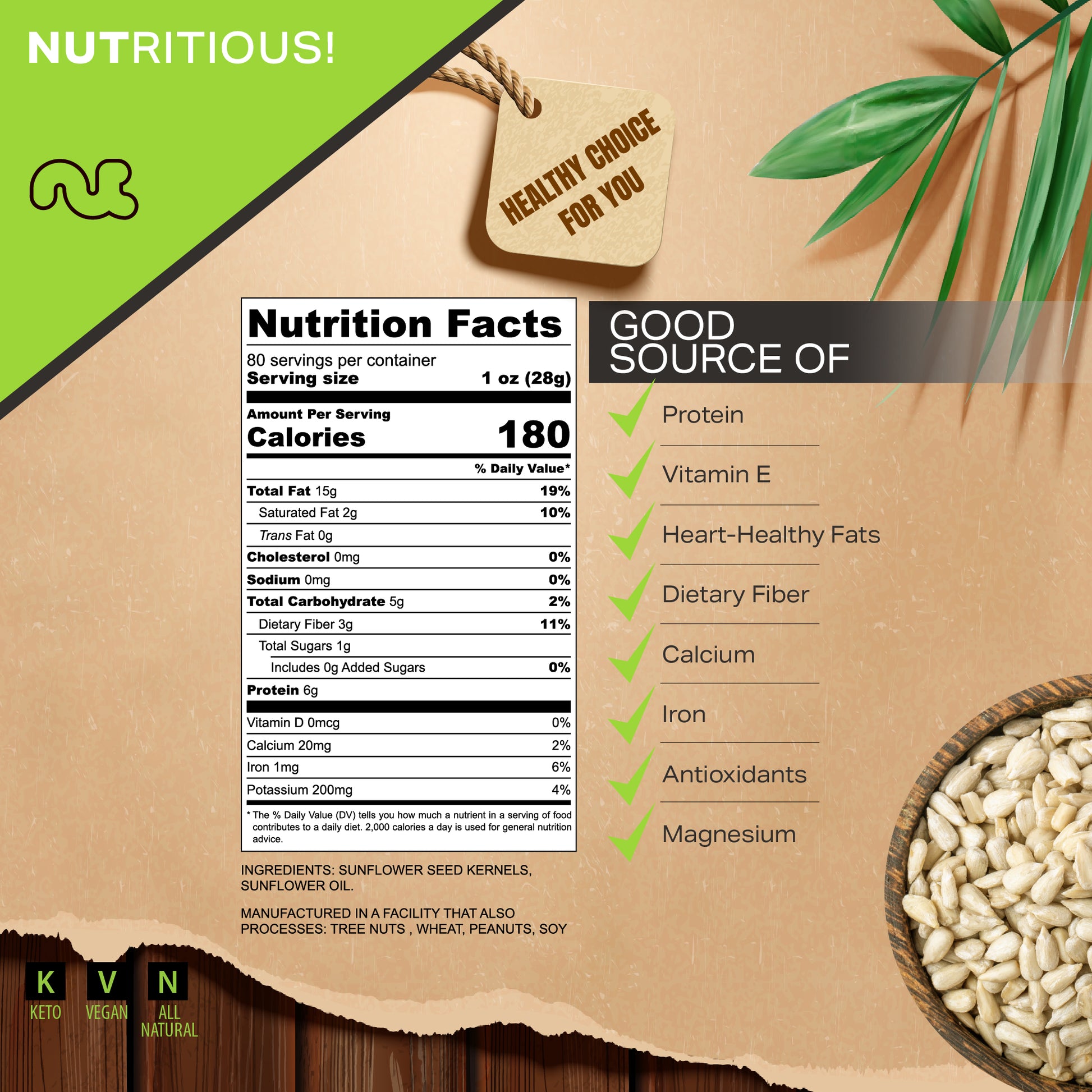 sun flower seeds calories Roasted Sunflower Seeds (Kernels) — Unsalted – Nut Cravings