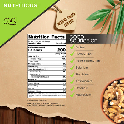 NUT CRAVINGS - Raw Walnuts Halves & Pieces Unsalted Shelled Packed Fresh in Resealable Bag - Kosher Healthy Snack Food Assortments Ideal for Trail Mixed Nuts