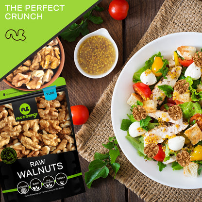 NUT CRAVINGS - Raw Walnuts Halves & Pieces Unsalted Shelled Packed Fresh in Resealable Bag - Kosher Healthy Snack Food Assortments Ideal for Trail Mixed Nuts