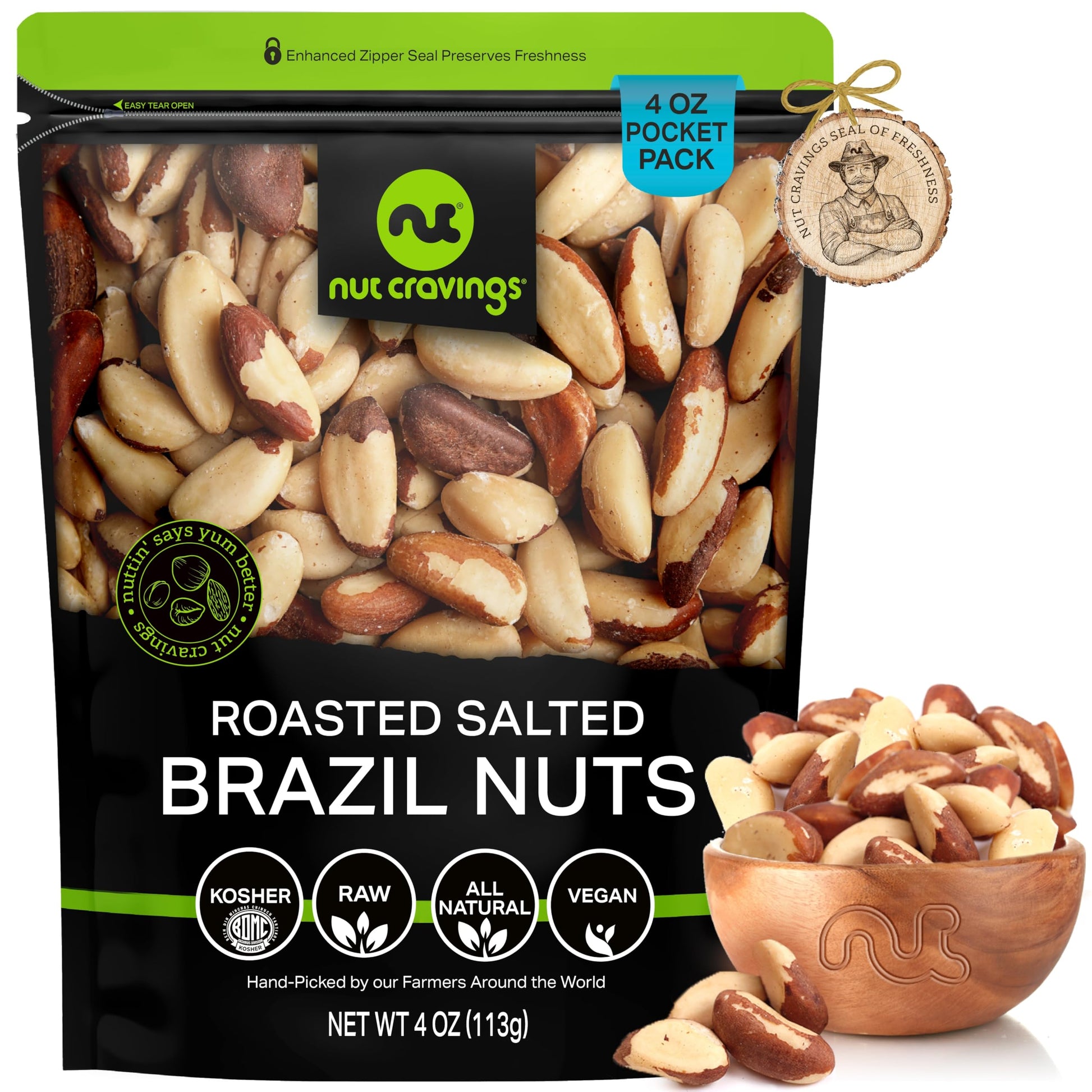 Roasted Brazil Nuts — Salted — 4 oz