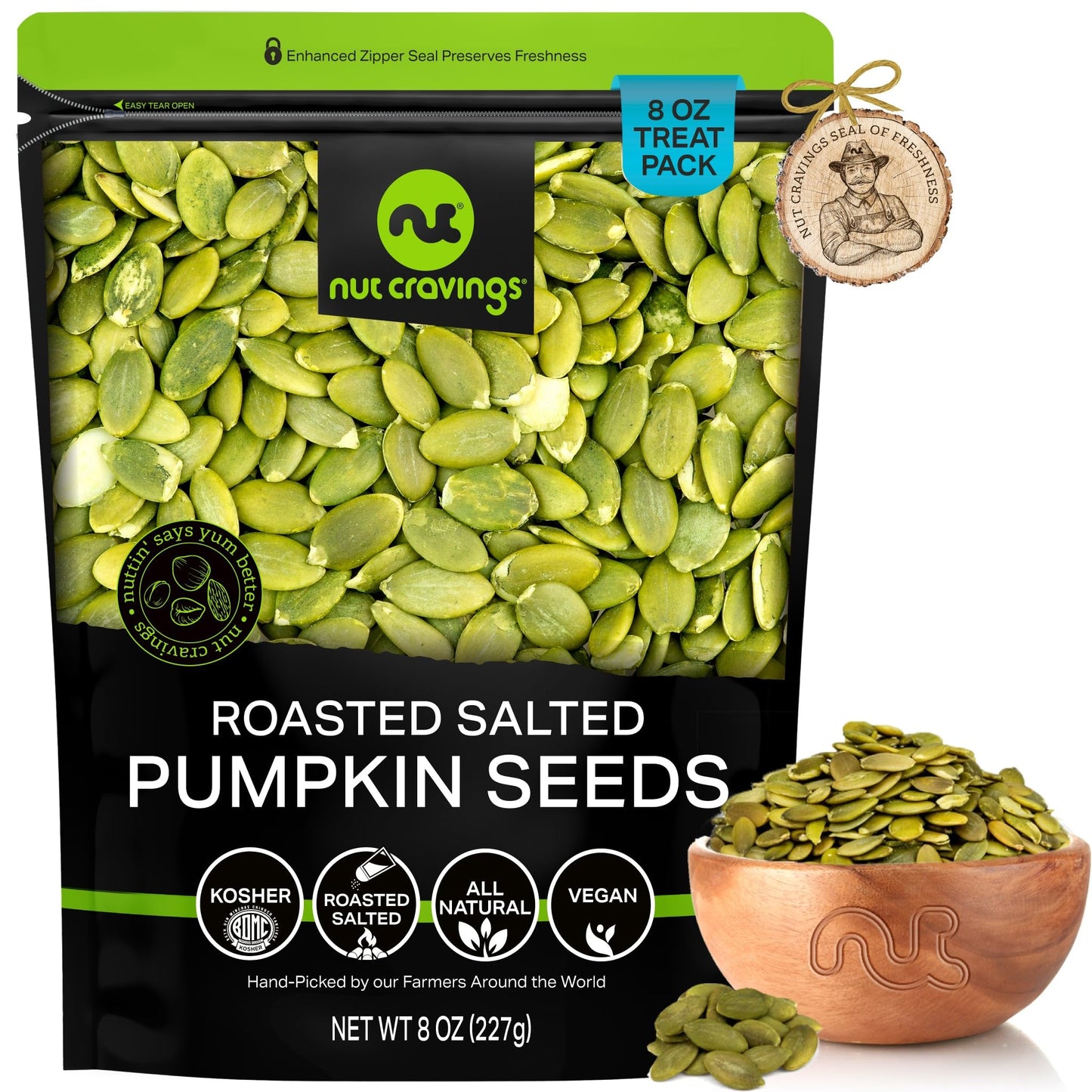 Roasted Pumpkin Seeds (Pepitas) — Salted — 8 oz