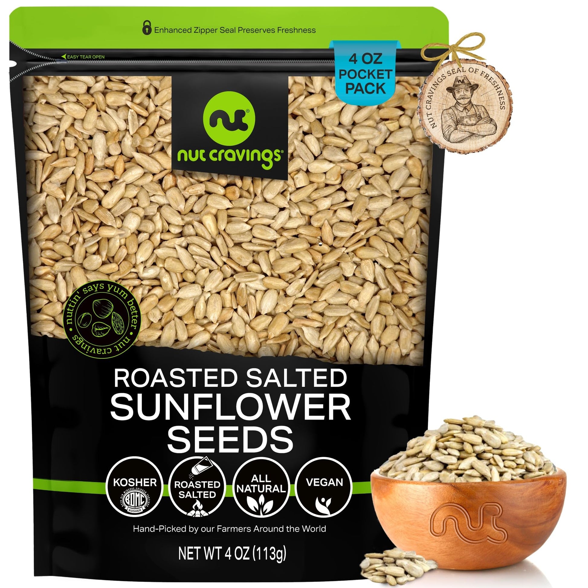 Roasted Sunflower Seeds (Kernels) — Salted — 4 oz