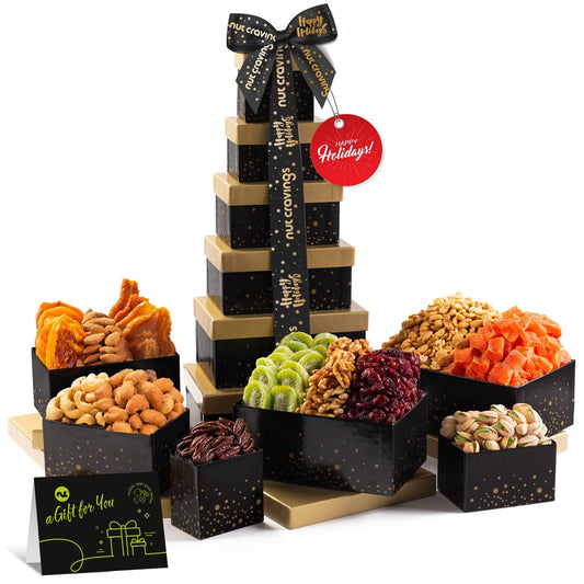 Happy Holiday Nut and Fruit Gift Tower NCG100044