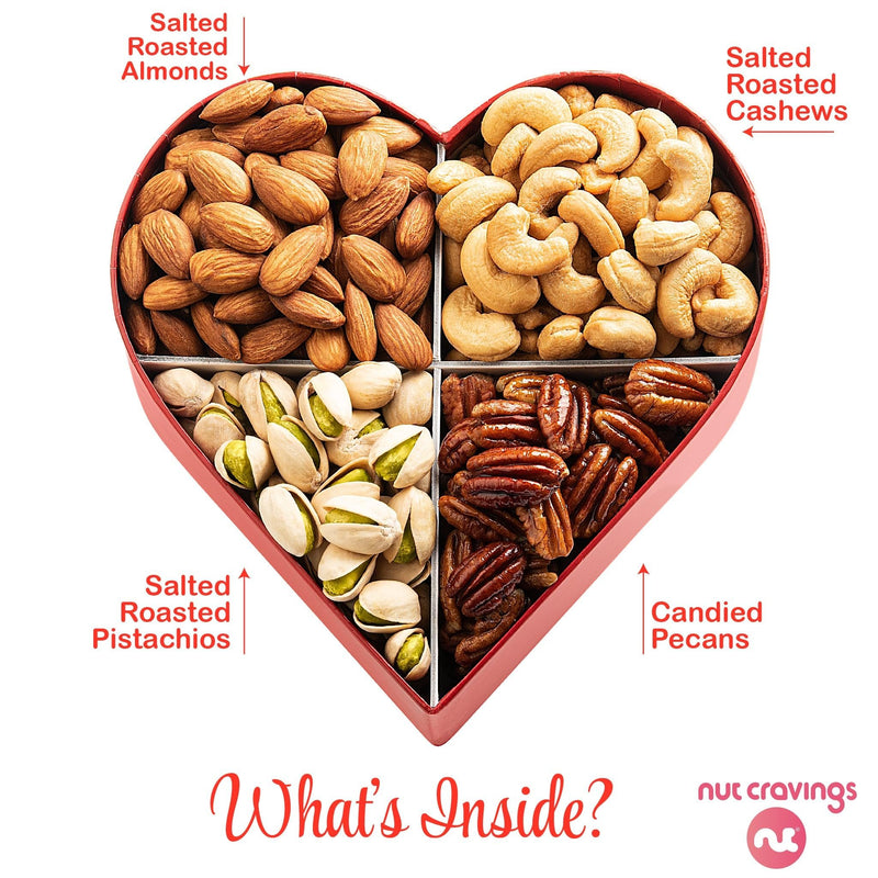 Nuts Gift Basket in Heart Box (4 Piece Assortment) NCG100052