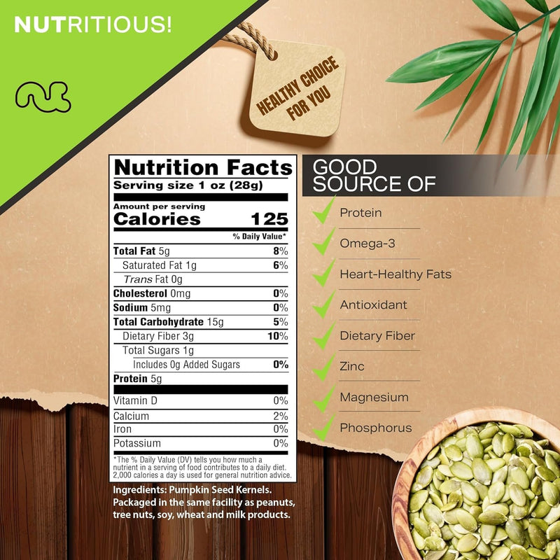 Raw Pumpkin Seeds Pepitas, Unsalted