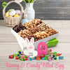 Nut Cravings Gourmet Collection - Easter Candies & Mixed Nuts Gift Basket with Happy Easter Ribbon (9 Piece Assortment) Candy Filled Egg + Bunny Stuffer, Healthy Kosher Snack Box Women Men