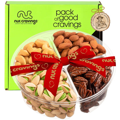 Mixed Nuts Gift Basket + Heart Ribbon (4 Assortments) Treats for Adults, Food Arrangement, Healthy Snack Care… — view 2