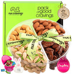 Nut Cravings Gourmet Collection - Easter Mixed Nuts & Candies Gift Basket with Happy Easter Ribbon (4 Piece Assortment) Candy Filled Egg + Bunny Stuffer, Healthy Kosher Snack Box Women Men