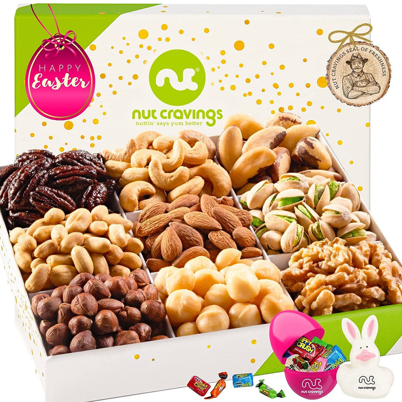 Easter Candies & Mixed Nuts Gift Basket with Happy Easter Ribbon