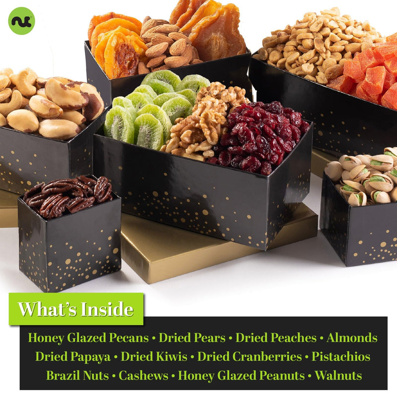 Happy Birthday Nuts & Dried Fruits Tower Gift Basket NCG100045