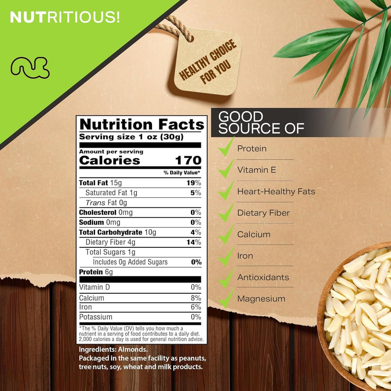 Raw Slivered Almonds, Unsalted