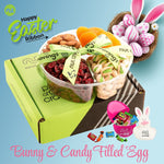 Nut Cravings Gourmet Collection - Easter Dried Fruit Nuts & Candies Gift Basket with Happy Easter Ribbon (4 Piece Assortment) Candy Filled Egg + Bunny Stuffer - Healthy Kosher Snack Adults