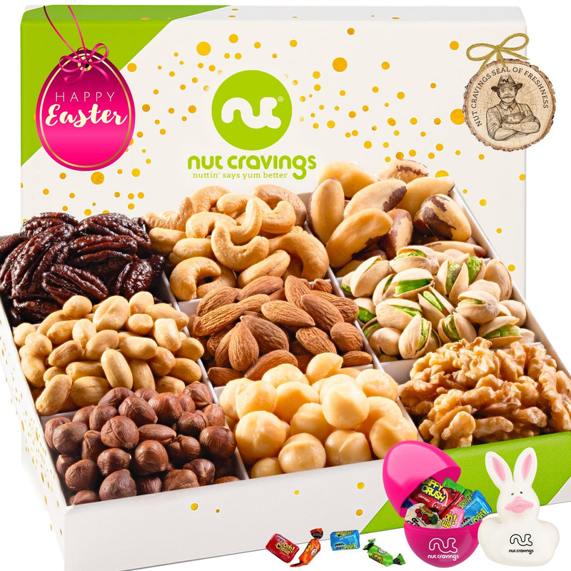 Easter Candies & Mixed Nuts Gift Basket with Happy Easter Ribbon