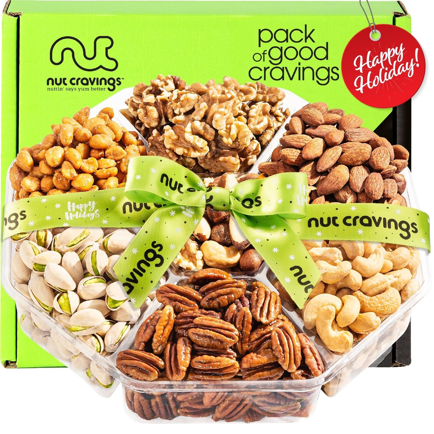 Happy Holidays Mixed Nuts Sectional Tray Large NCG100041
