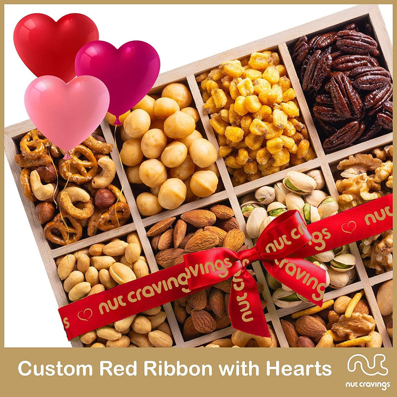 Red Ribbon Mixed Nuts Wood Tray NCG100028