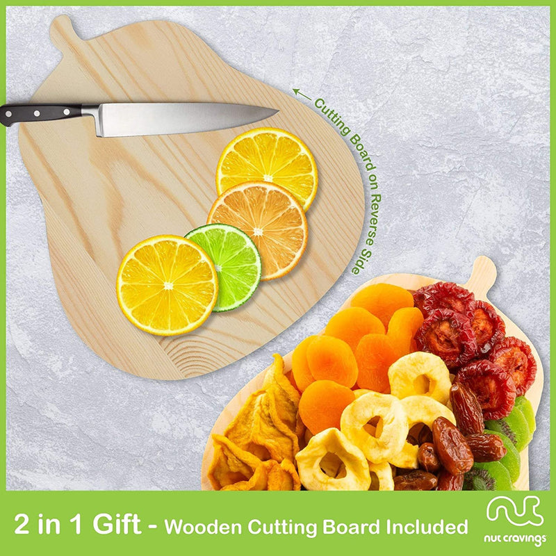 Mixed Nuts & Fruits Wooden Pear Gift Tray