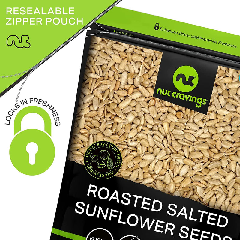 Roasted Salted Sunflower Seeds, No Shell Hulled Kernels (48oz - 3 LB) Packed Fresh in Resealable Bag - Nut Snack - Healthy Protein Food, All Natural, Keto Friendly, Vegan, Kosher