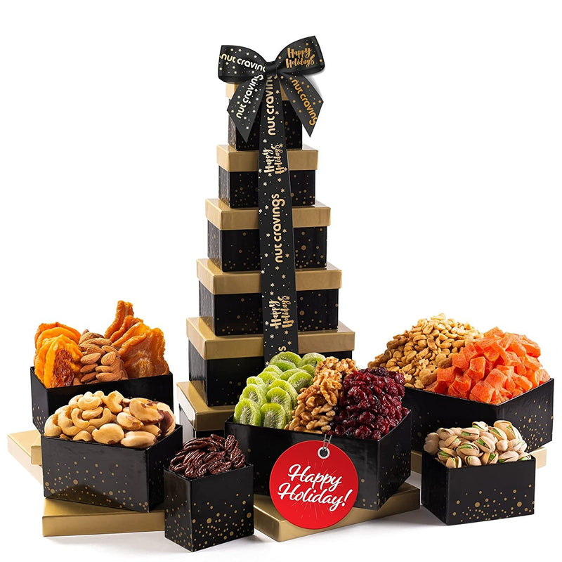 Happy Holiday Nut and Fruit Gift Tower NCG100044