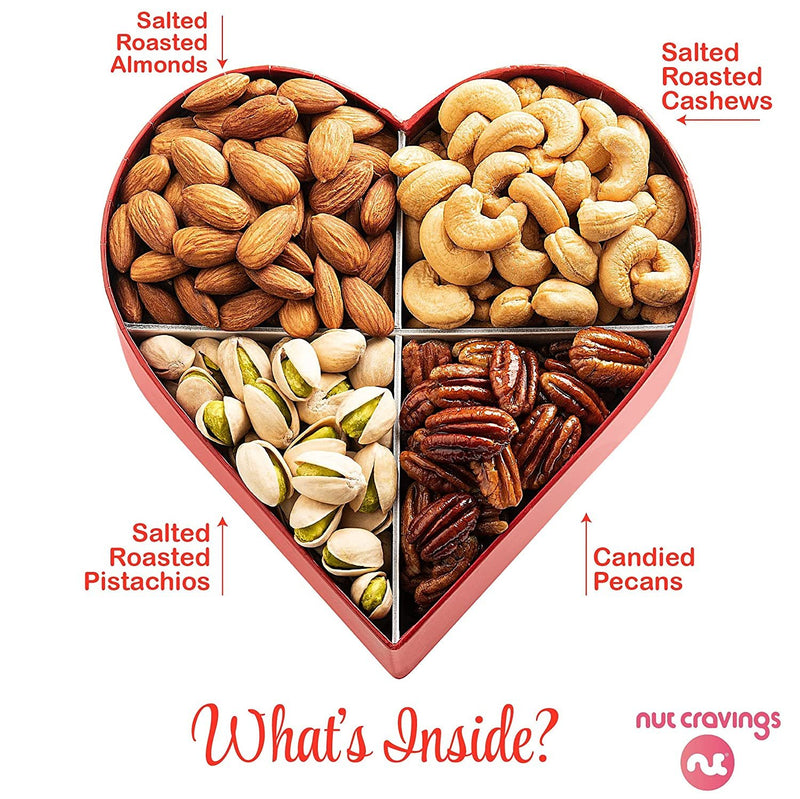 Nuts Gift Basket in Heart Box (4 Piece Assortment) NCG100052