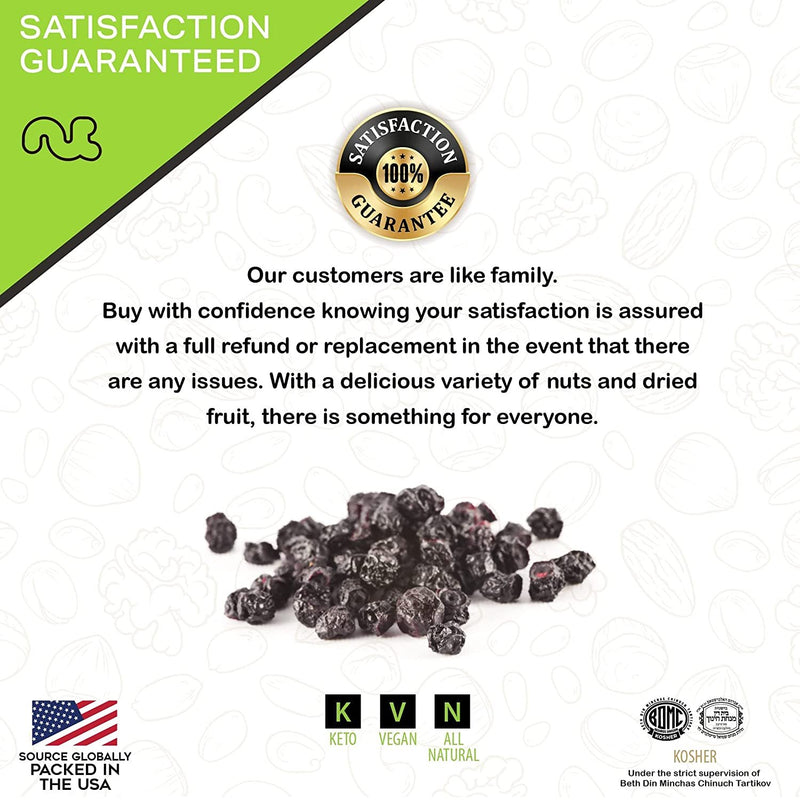 Sun Dried Blueberries, Lightly Sweetened (16oz - 1 LB) Packed Fresh in Resealable Bag - Sweet Dehydrated Fruit, Snack Treat - Healthy Food, All Natural, Vegan, Kosher Certified
