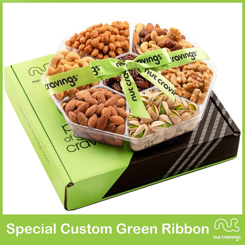 Green Ribbon Gourmet Nut Sectional Gift Tray Box Large