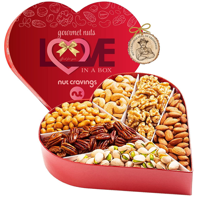 Nuts Gift Basket in Heart Box (6 Piece Assortment, 2 LB) NCG100054