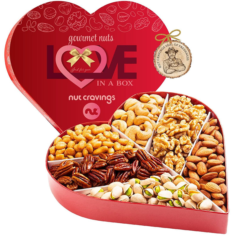 Nuts Gift Basket in Heart Box (6 Piece Assortment, 1 LB) NCG100053