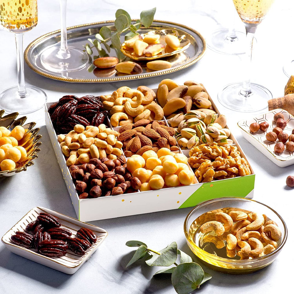 Holiday White Mixed Nuts Sectional Gift Box