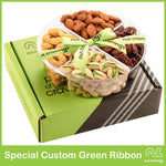 Green Ribbon Gourmet Nut Sectional Gift Tray Box Medium